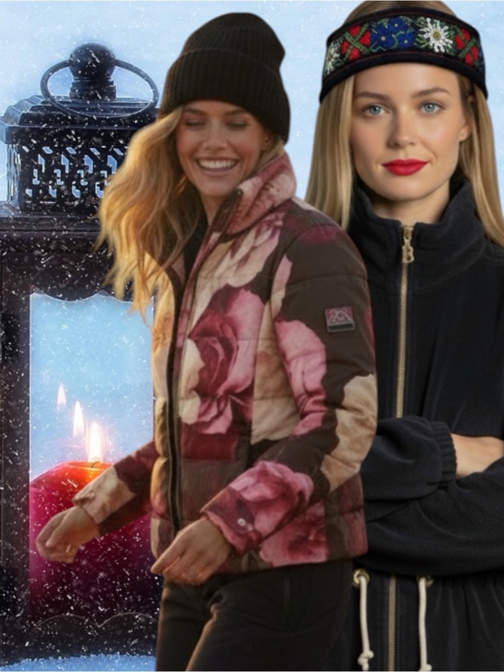 Bogner Floral Ski Jacket in Red, Pink, Cream, Brown
